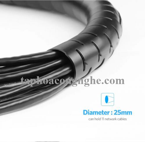 Ugreen 30820 5M màu Đen Dây ống xoắn PE bảo vệ cáp cao cấp LP121 30030820